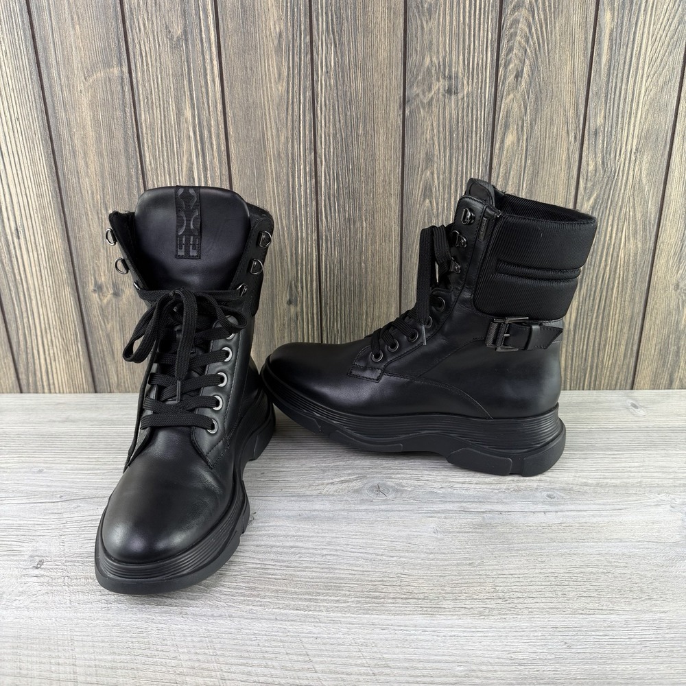 Geox Amphibiox Women's Black Leather Combat Boots Waterproof EU 38